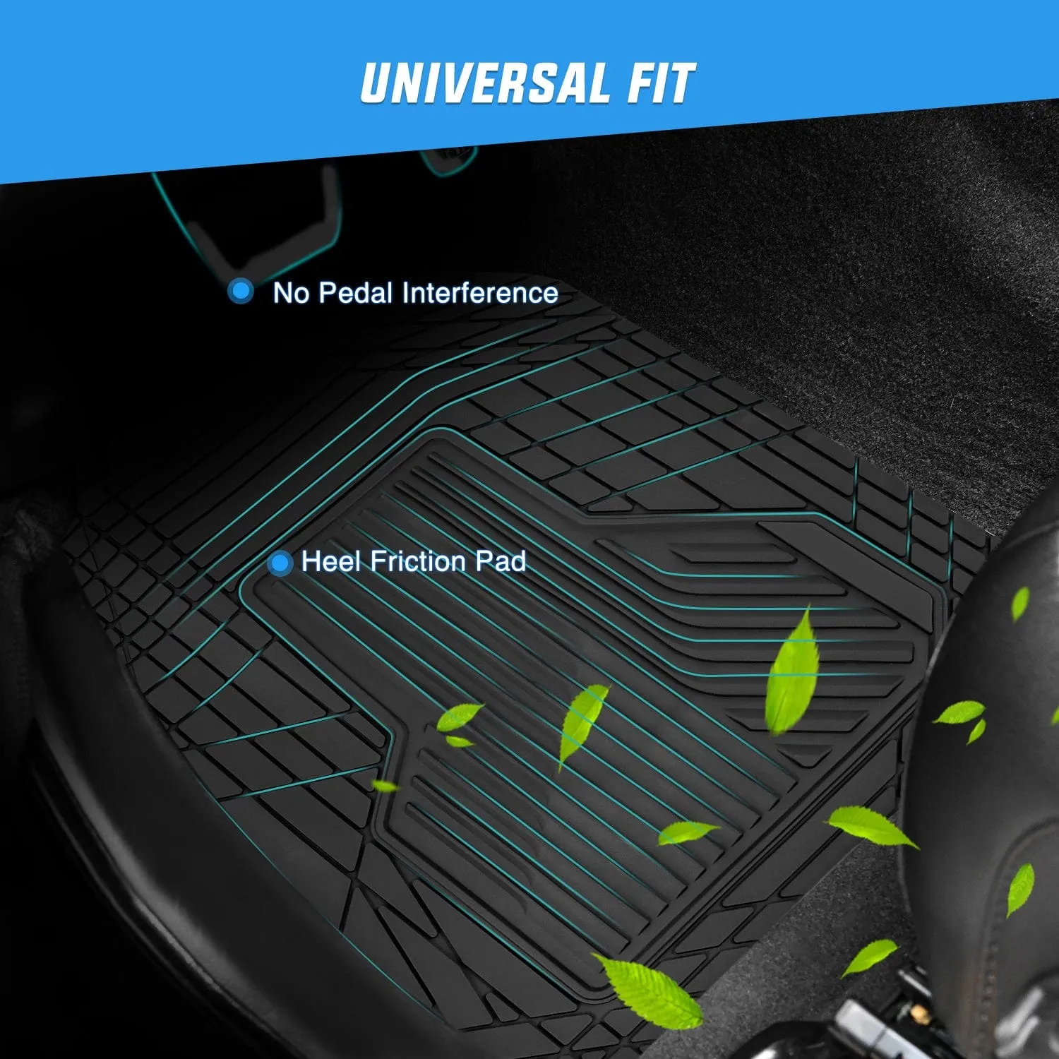 3Pcs Rubber Cargo Mats Universal Trim to fit Most Vehicles