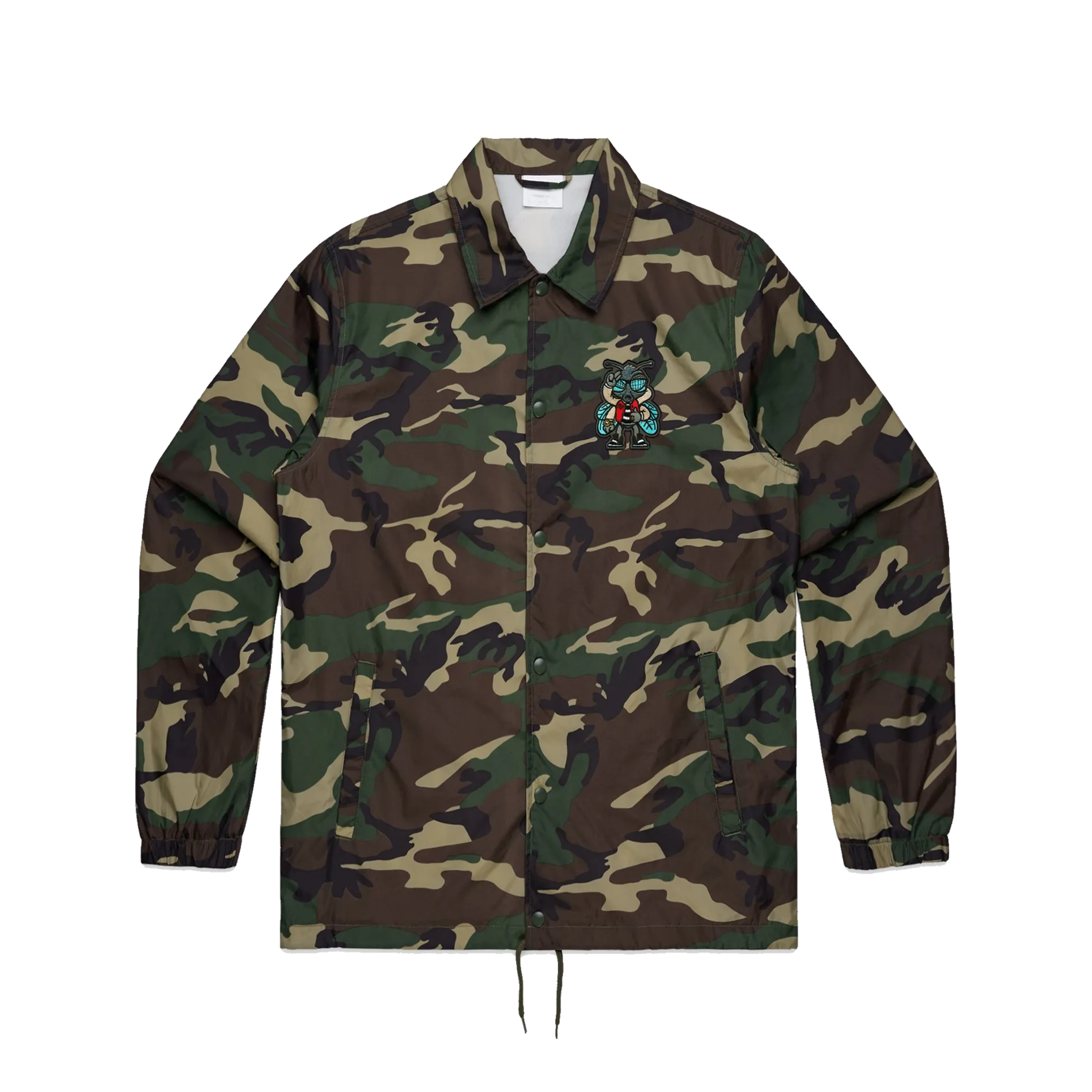 Buzzzy Embroidered Patch Unisex Coach Jacket - Camo