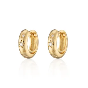 Celestial Chunky Huggie Hoop Earrings - Gold - SPG-373