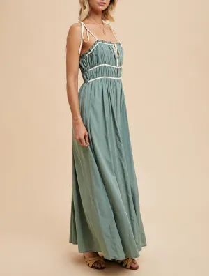 Contrast Trim Maxi Dress