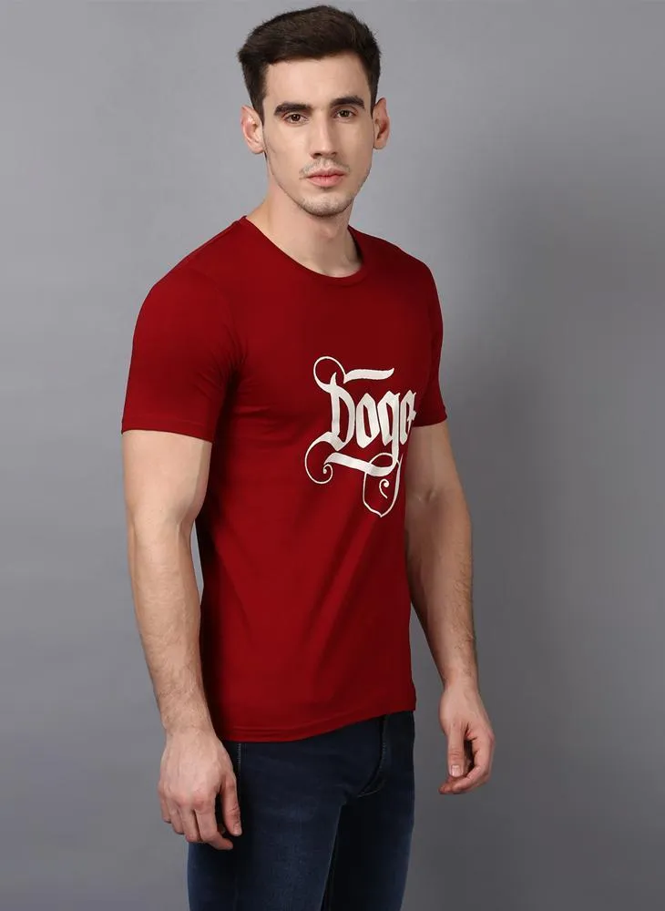 'DOGG' Printed Basic Red T-shirt