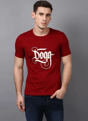 'DOGG' Printed Basic Red T-shirt