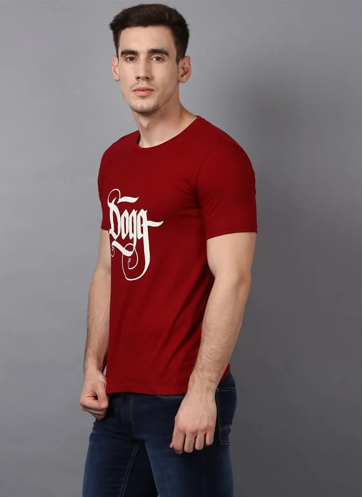 'DOGG' Printed Basic Red T-shirt