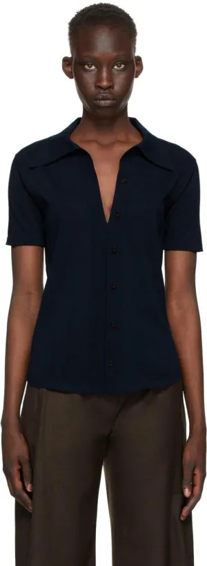 Eftychia Navy Close Knitted Polo