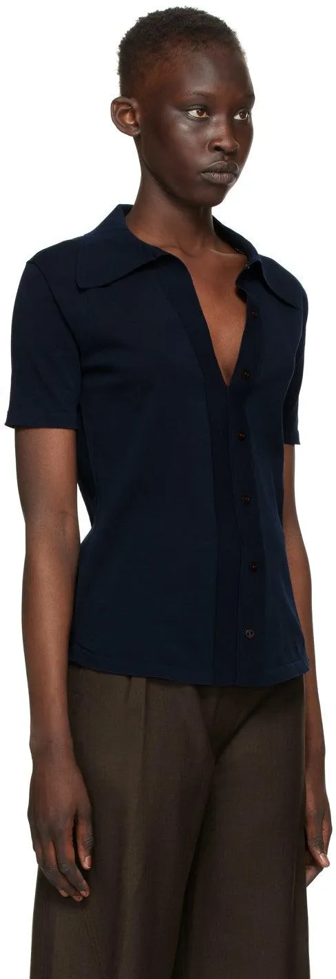 Eftychia Navy Close Knitted Polo