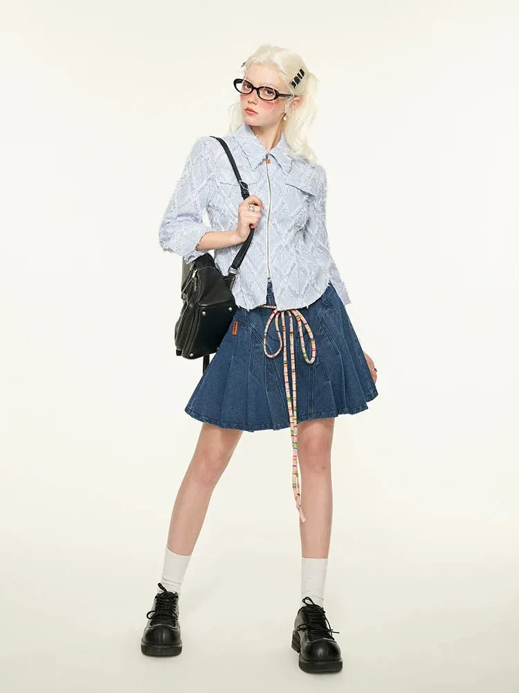 Fit Slim Shirt Blue Short