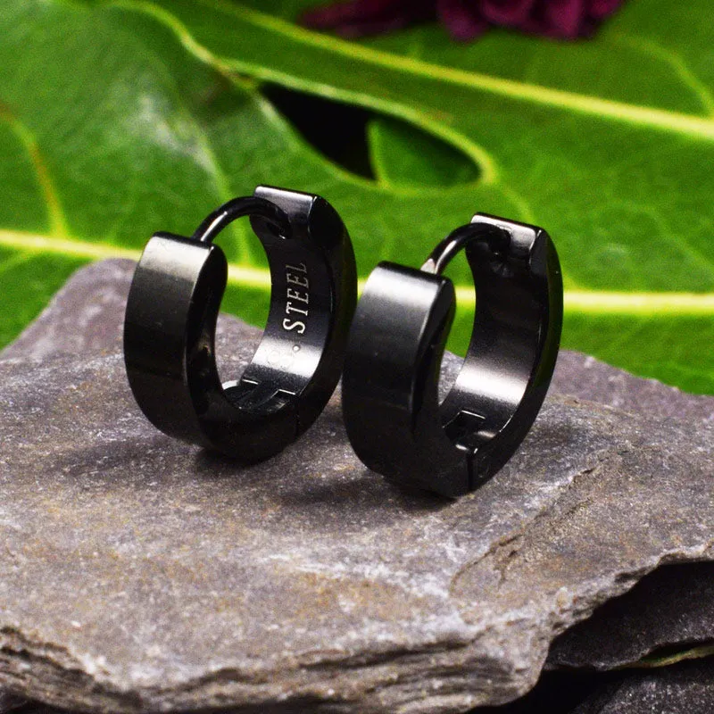 Huggies Earrings in Black Steel 'Pantah'