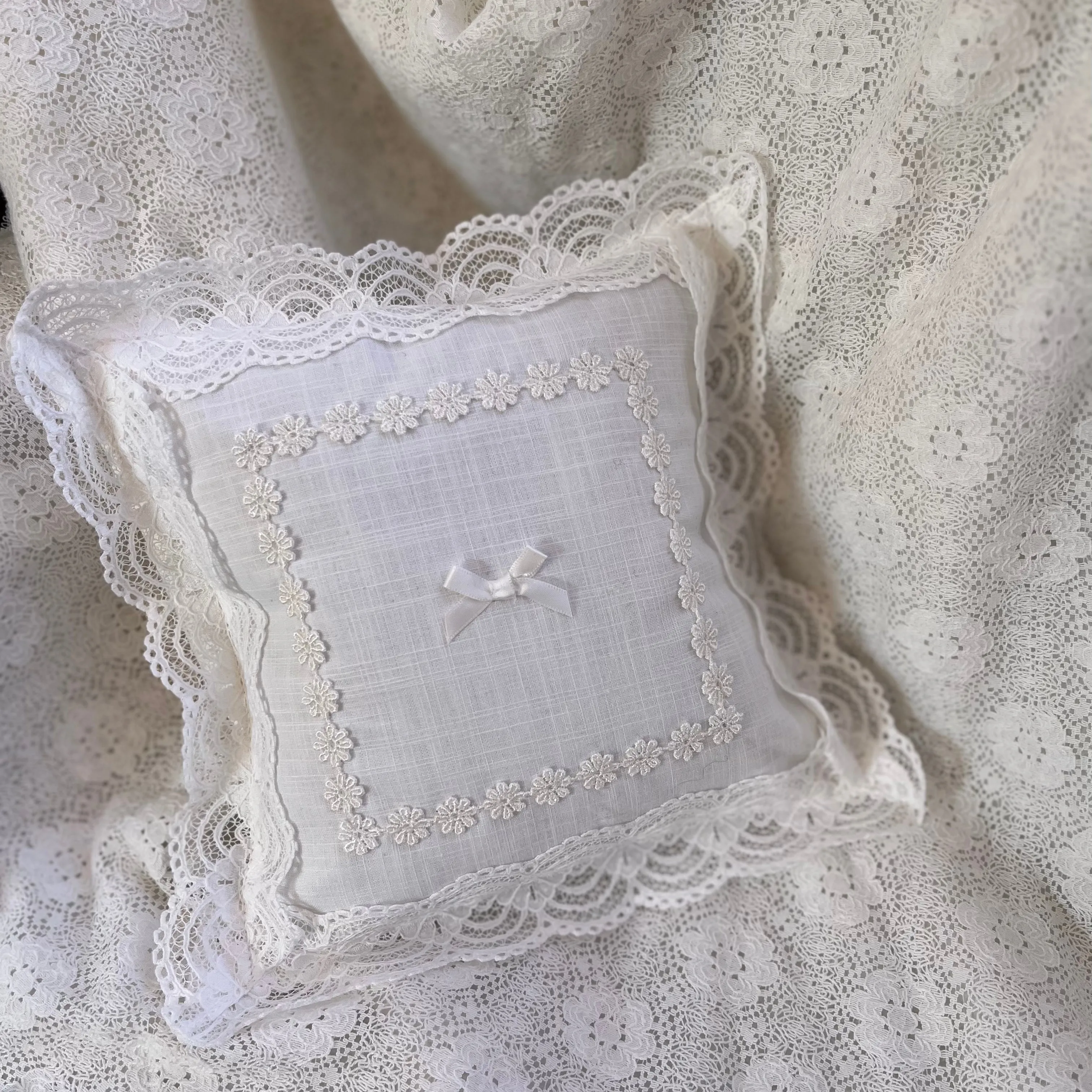 Lace trim cushion cover
