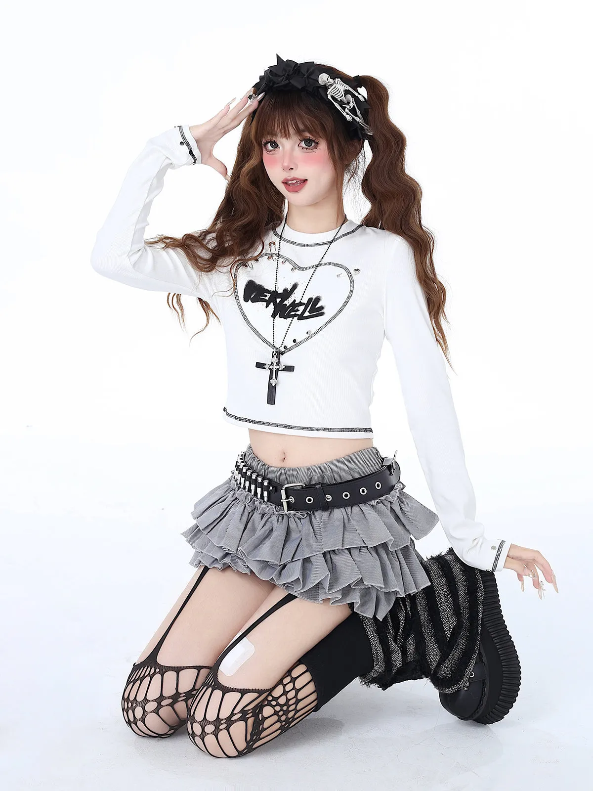 Love Fit Retro Girl Pin Print Top Slim Hot