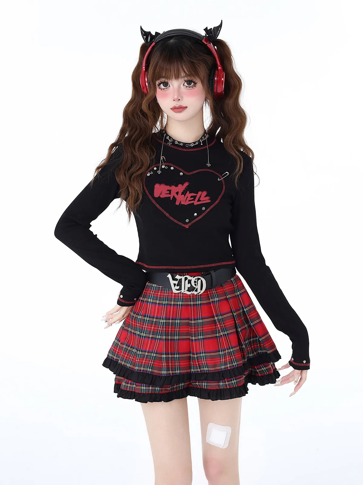 Love Fit Retro Girl Pin Print Top Slim Hot
