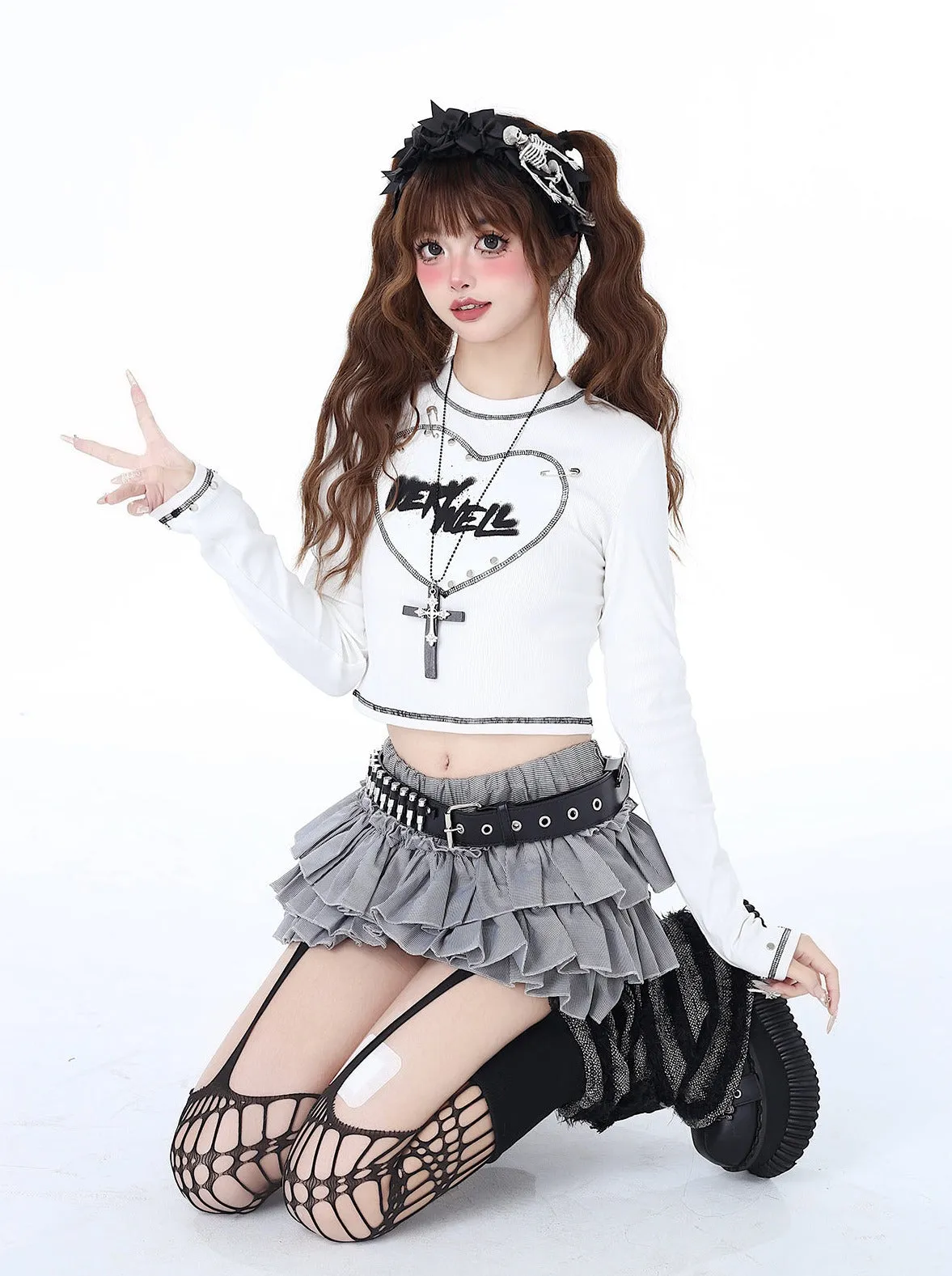 Love Fit Retro Girl Pin Print Top Slim Hot