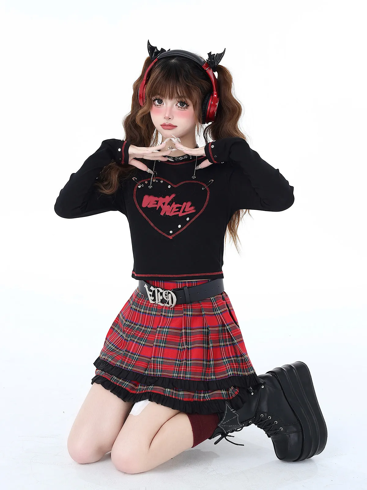 Love Fit Retro Girl Pin Print Top Slim Hot