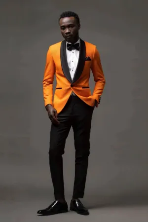 Matthew  GROOM Orange slim Fit Men Tuxedos Suit