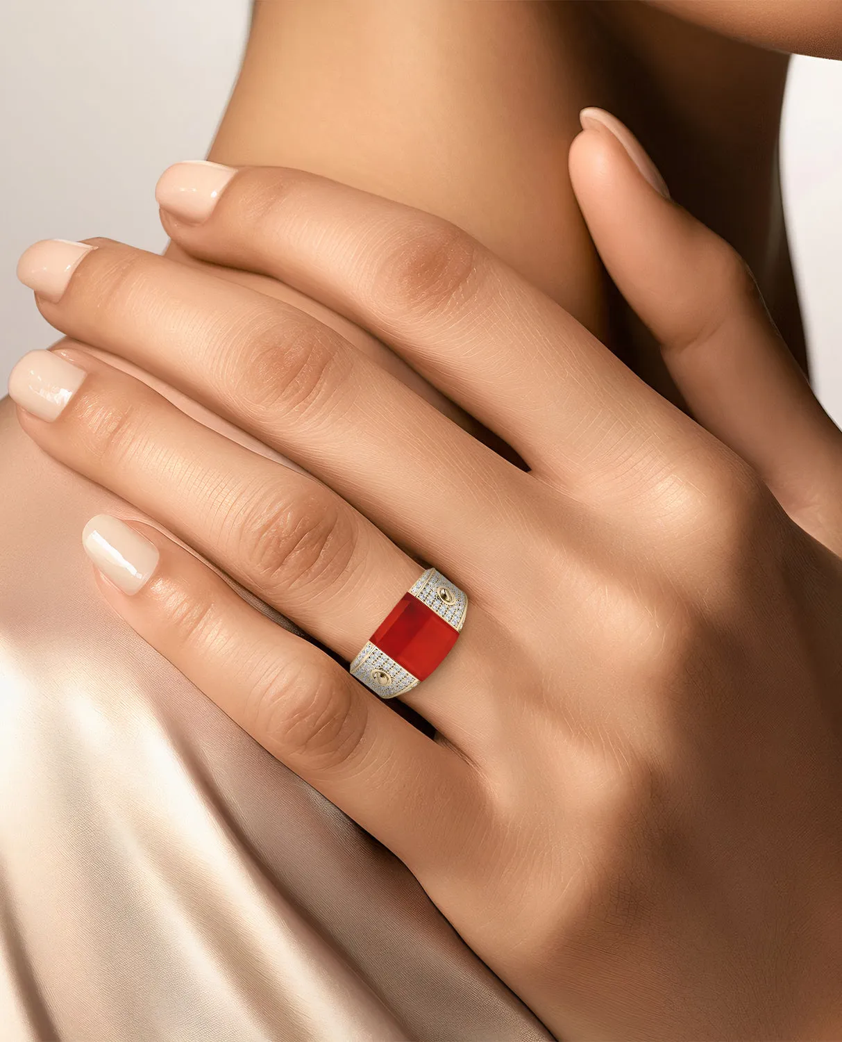 MONTANA Gold Diamond Signet Ring with 1.25ct Carnelian and Diamonds