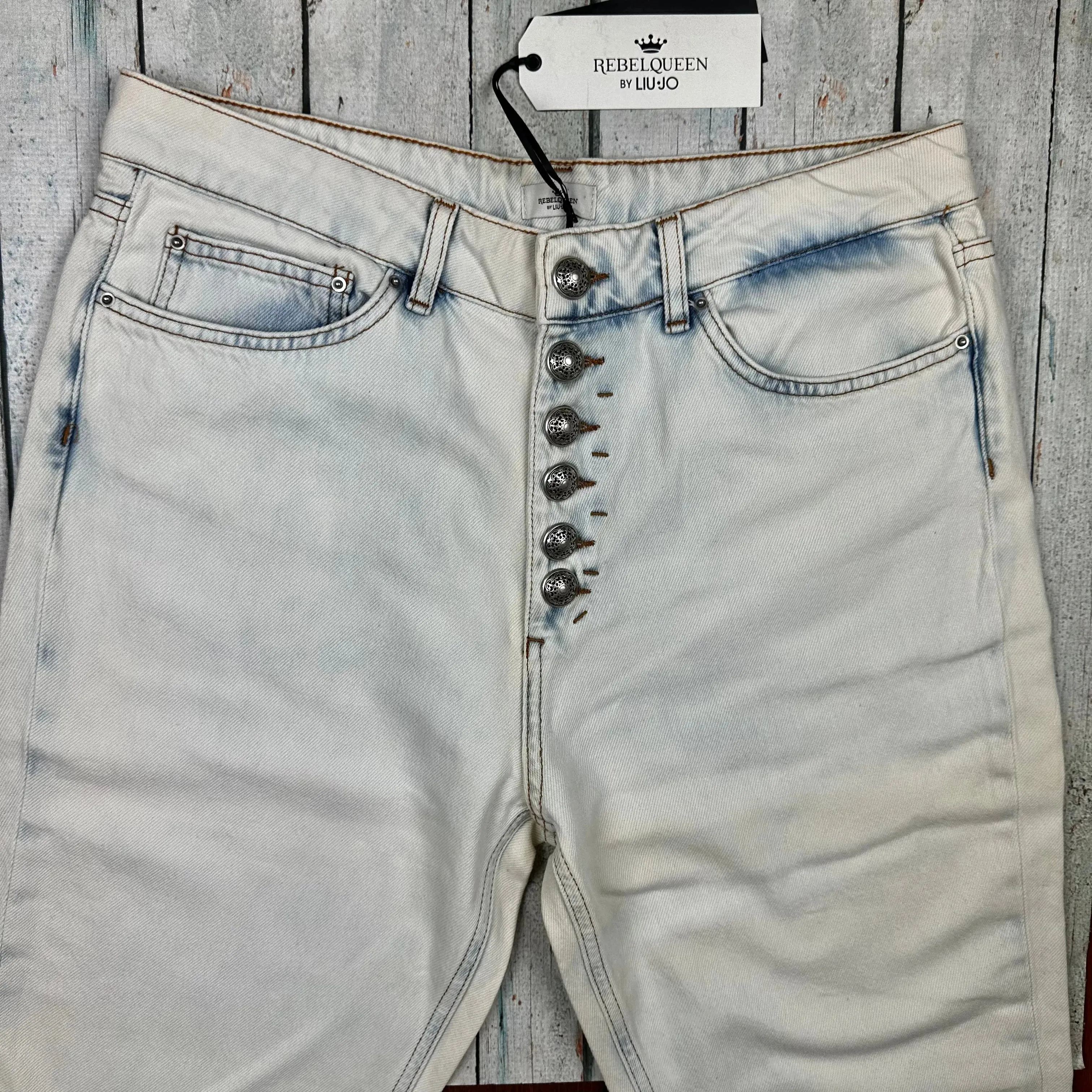 NWT - LUI-JO Italian Bleached 'Lungo' Easy Fit Fit Jeans -Size 30