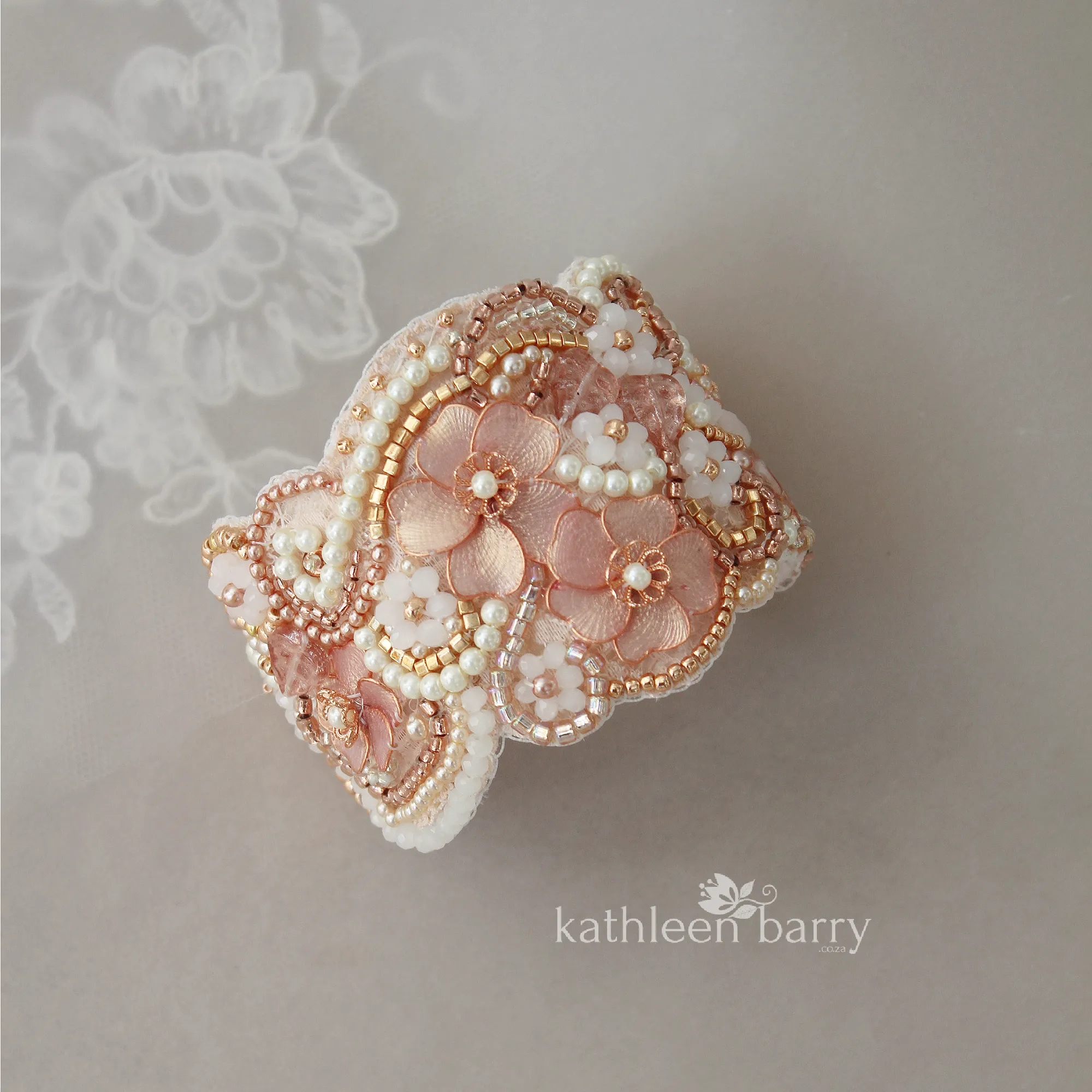 Saleo floral lace cuff bracelet - pearl crystal embellished, custom colors available