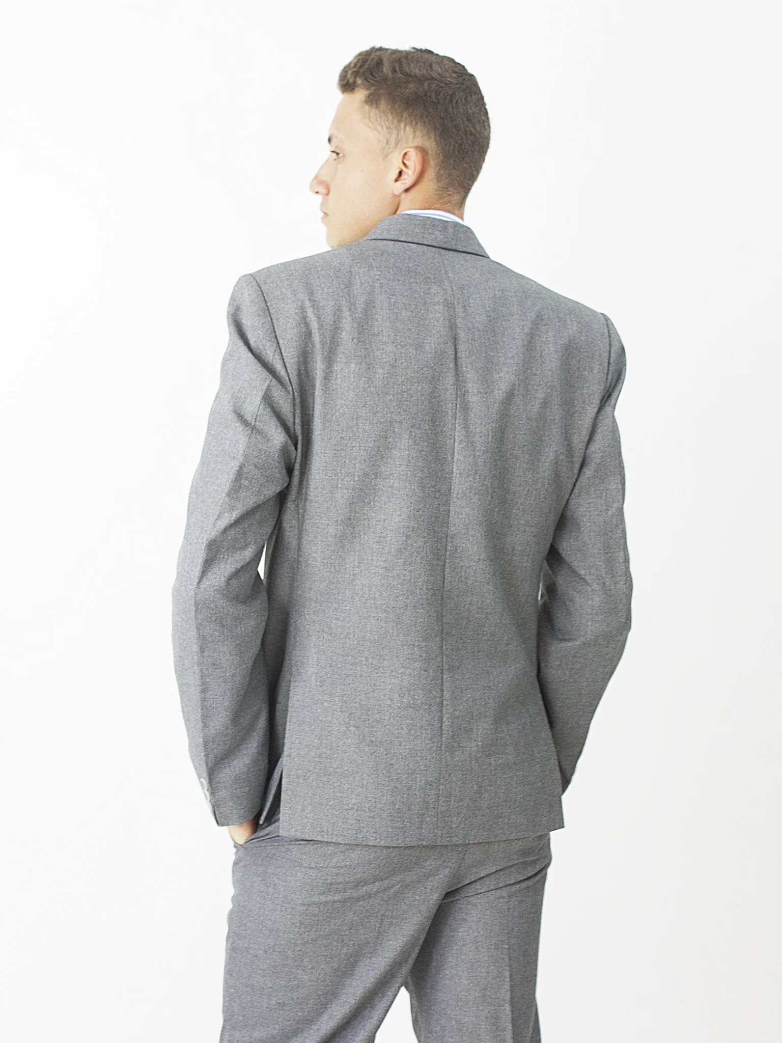Slim Fit Suit Jacket - Gray