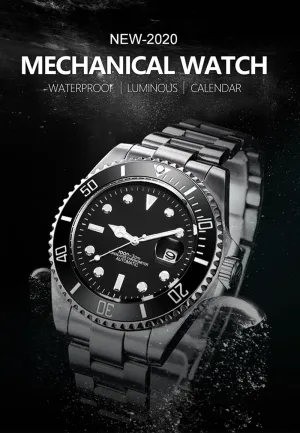 watch luminous automatic wrist mechanical mens watch with date